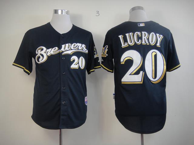 Men Milwaukee Brewers 20 Lucroy Blue MLB Jerseys1